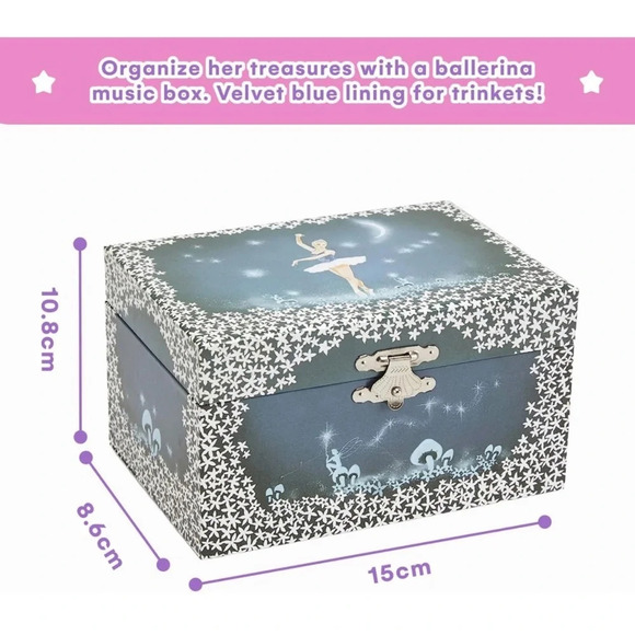 Twirling Ballerina and Mushrooms Musical Jewelry Storage Box, NWT 🩰🍄 - Picture 3 of 15